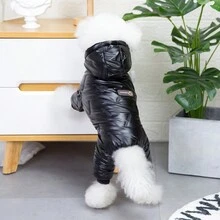 1pc Black Embossed Pattern Warm -padded Pet Clothes For Small And Medium-sized Cats And Dogs, Suitable For Winter And Both Home And Outdoor Use - Black - View 7