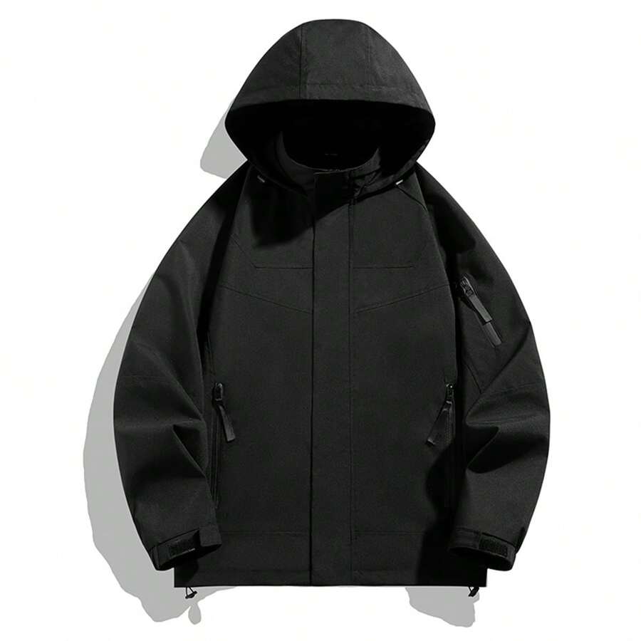 Men's Outdoor Autumn And Winter Waterproof Jacket - Black - View 1