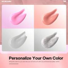 Morovan Poly Gel Nail Kit: Poly Nail Gel Kit with U V Lamp Pink Nude Highly Clear Poly Gel Nails Kits - 粉色 - 查看 2