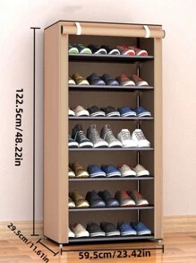 8 Layers 7 Grids Coffee-color Metal Shoe Organizer Rack For Men & Women, Simple Style, Suitable For Living Room & Entrance - Coffee Brown - View 4