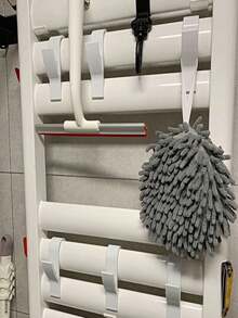 4 Piezas/set Perchero De Clips De Almacenamiento Para Cocina Y Baño, Rack Blanco Para Colgar Ropa, Bufandas En El Radiador, Rack De Gancho - Blanco - Ver 4