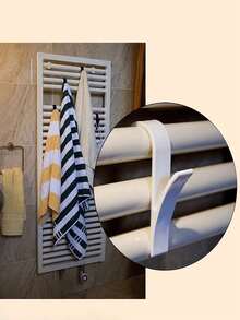 4 Piezas/set Perchero De Clips De Almacenamiento Para Cocina Y Baño, Rack Blanco Para Colgar Ropa, Bufandas En El Radiador, Rack De Gancho - Blanco - Ver 3