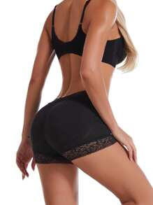 1 件女士加厚臀部塑身短裤收腹蕾丝高腰塑身短裤塑身内裤防走光内裤瘦身短裤紧身内衣塑身衣瘦身产后内裤舒适塑身内裤，带腹部控制和臀部提升 - 黑色 - 查看 4