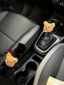 卡通可愛風格手剎輪套,換擋桿套,汽車內飾裝飾套裝 - 黑色 - 查看 1