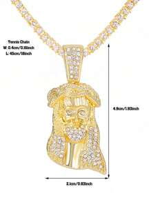 1條潮流朋克風格頸鍊,全鑽石定位頭項鍊,4mm網球鍊適用於男女嘻哈風格珠寶 - 金色 - 查看 2