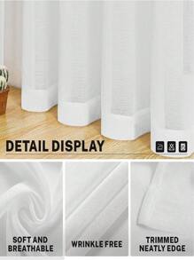 1 X Durchsichtiger Vorhang Für Schlafzimmer Und Wohnzimmer, Weißes Leinen, Schlichter Stil