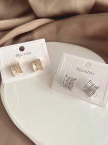 Stud Earrings - 銀色 - 查看 2