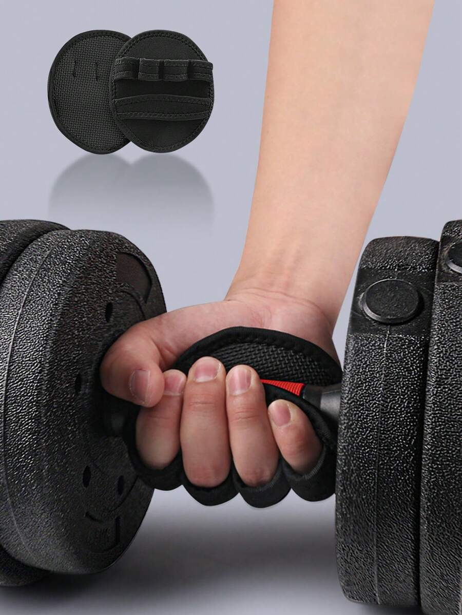 2pcs Weightlifting Grips Palm Protection Gloves With Anti-slip & Anti-callus Design For Push Up, Deadlift, Pull Up, Dumbbell, Gym And Fitness - Black - View 1