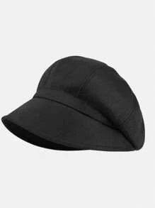 1pc Women's Solid Color Suede Hat, Soft & Versatile For Daily Wear - Black - View 1