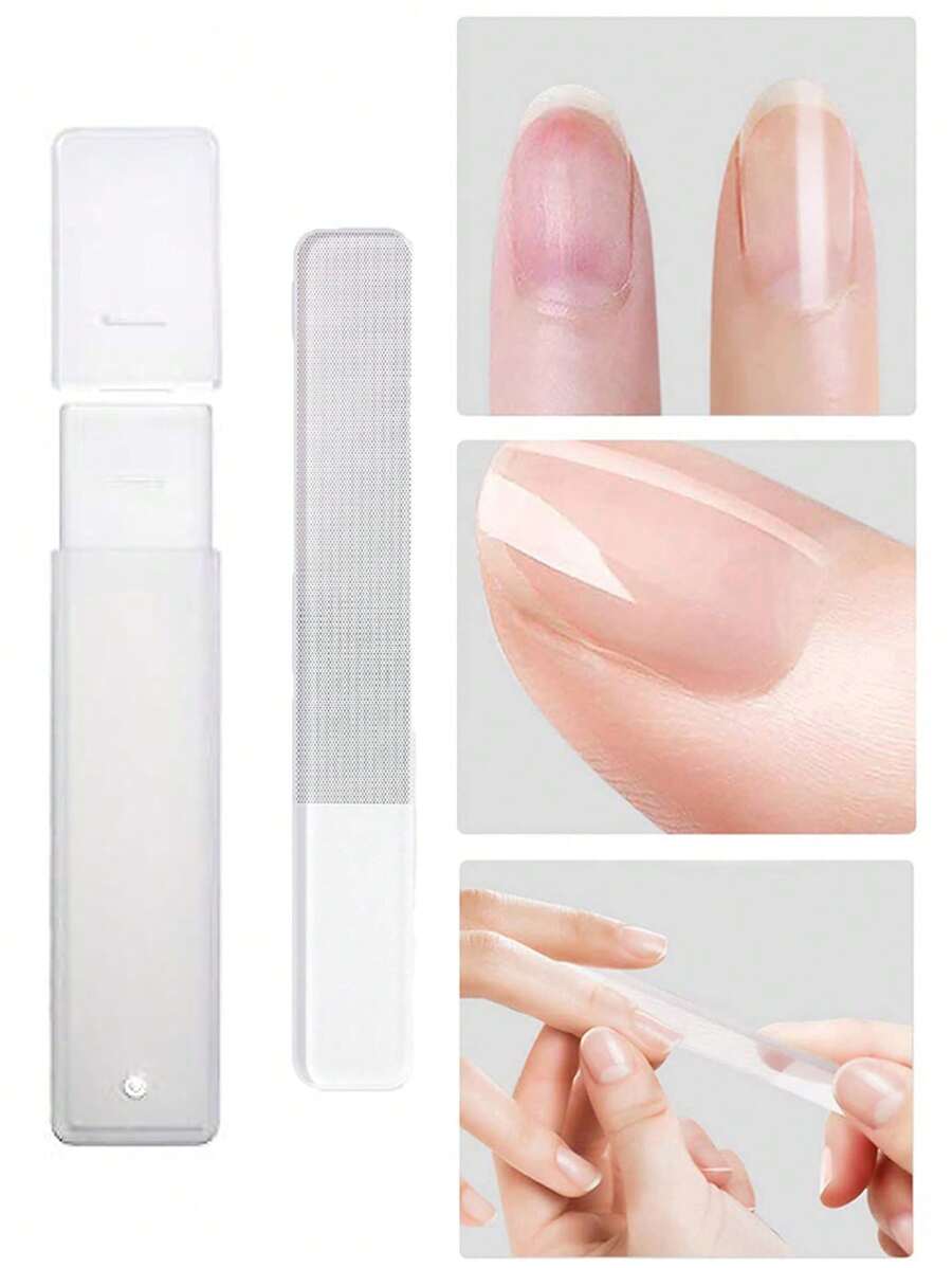 1Pc Nano Glass Nail File With Case Buffing Transparent Nail Art Manicure Sanding Grinding Rubbing Strip Professional Polishing Nail Repair Nail Sanding Block File,Nail Supplies,Nail Tools,Nail Art Tools,Back To School,Nails,Nail Tools For Press On Nails