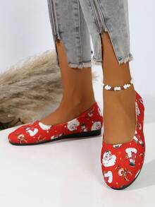 Women's Lightweight, Comfortable, Durable, Slip-resistant Loafers For Casual Walking, Christmas Style - Red - View 4