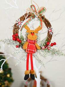 1 件人造花环干枝圣诞花环圣诞老人雪人驯鹿前门装饰感恩节家庭室内外装饰花环室内外花环圣诞装饰、情人节、礼物 - 彩色 - 查看 10