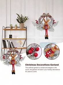 1 件人造花环干枝圣诞花环圣诞老人雪人驯鹿前门装饰感恩节家庭室内外装饰花环室内外花环圣诞装饰、情人节、礼物 - 彩色 - 查看 3