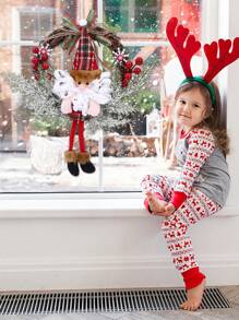 1 件人造花环干枝圣诞花环圣诞老人雪人驯鹿前门装饰感恩节家庭室内外装饰花环室内外花环圣诞装饰、情人节、礼物 - 彩色 - 查看 5