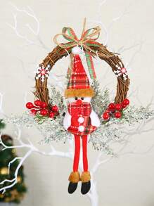 1 件人造花环干枝圣诞花环圣诞老人雪人驯鹿前门装饰感恩节家庭室内外装饰花环室内外花环圣诞装饰、情人节、礼物 - 彩色 - 查看 9