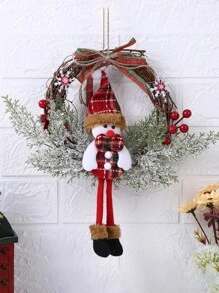 1 件人造花环干枝圣诞花环圣诞老人雪人驯鹿前门装饰感恩节家庭室内外装饰花环室内外花环圣诞装饰、情人节、礼物 - 彩色 - 查看 1