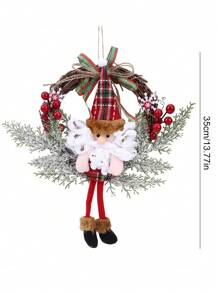 1 件人造花环干枝圣诞花环圣诞老人雪人驯鹿前门装饰感恩节家庭室内外装饰花环室内外花环圣诞装饰、情人节、礼物 - 彩色 - 查看 6