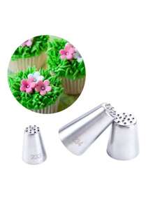 3pcs Stainless Steel Grass Shaped Icing Piping Nozzle With Seamless And Velvety Texture, Baking Tool - Silver - View 6