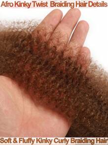 12-24 Inch Brown Hair Extensions For Braiding, Curly Hair Extensions, Marley Twist Synthetic Braiding Hair, Springy Afro Twist Hair, Kinky Twist Pre Fluffed Spring Twist Synthetic Hair Extensions - Coffee Brown - View 7