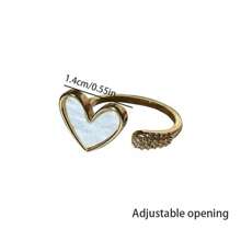 1pc Heart Shaped Shell Ring For Women, Simple Adjustable Opening Design, Light Luxury Fashionable Personalized Accessory - Gold - View 6