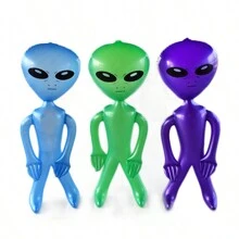1pc Decoration, Pvc Inflatable Alien Doll - Green - View 7