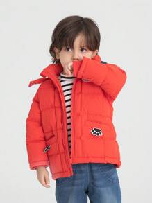 Annil 男童冬季加厚保暖羽絨外套嬰兒舒適帽風衣紅色 - 紅色 - 查看 1