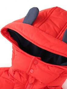Annil 男童冬季加厚保暖羽絨外套嬰兒舒適帽風衣紅色 - 紅色 - 查看 4