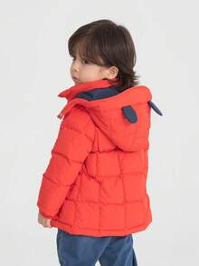 Annil 男童冬季加厚保暖羽絨外套嬰兒舒適帽風衣紅色 - 紅色 - 查看 2