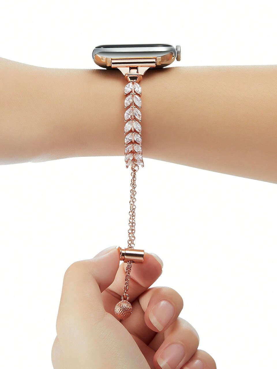 1pc Leaf Rhinestone Bracelet Band Compatible With Apple Watch 38/40/41/42/44/45/46/49mm, Compatible With Apple Watch Series Ultra/SE/11/10/9/8/7/6/5/4/3/2/1