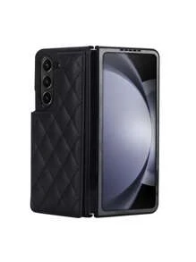 豪華皮革手機殼兼容三星galaxy Z Fold5 Fold 4 3,具有防震卡槽和立架保護套 - 黑色 - 查看 6