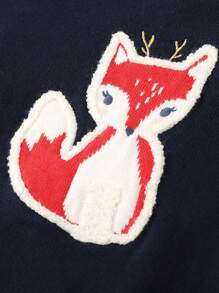 Annil Girls' Clothing Pure Cotton Sweater Autumn And Winter Baby Cartoon Warm Round Neck Sweater Blue - Blue - View 4