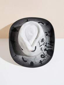 1 件男士時尚手繪塗鴉爵士帽,個性化多功能派對配飾,適合聖誕節/萬聖節派對 - 彩色 - 查看 2