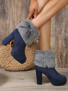 Giày bốt Nữ Thời trang Lace-up Dây kéo bên - Màu xanh lam - Xem 4