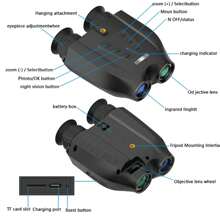 48mp 2.5k超高清3d雙筒望遠鏡數碼相機,8倍變焦,300米紅外線夜視,適用於狩獵 - 黑色 - 查看 5