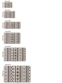 1pc Geometric Pattern Rug - Black and White - View 3