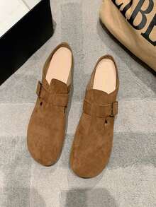 Flat Vintage Style Autumn Comfortable Slip-on Slippers With Soft Bottom - Coffee Brown - View 5