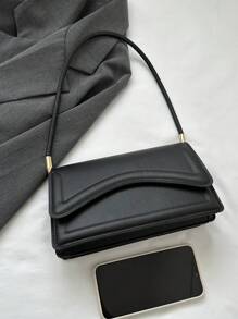 Fashionable Solid Color Vintage Simple & Elegant Shoulder Bag , Old Money - Black - View 7