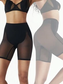 Seamless Tummy Control Shapewear Pants - Black - View 1