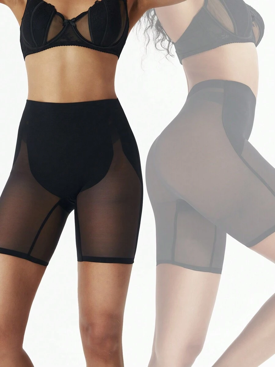 Seamless Tummy Control Shapewear Pants - Black - View 1