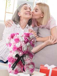 1 件人造玫瑰熊女士禮物花熊玫瑰泰迪熊可愛浪漫生日禮物母親節禮物(無禮盒)