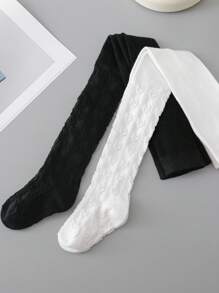 2pcs Girls' Heart Patterned Tights - Multicolor - View 5