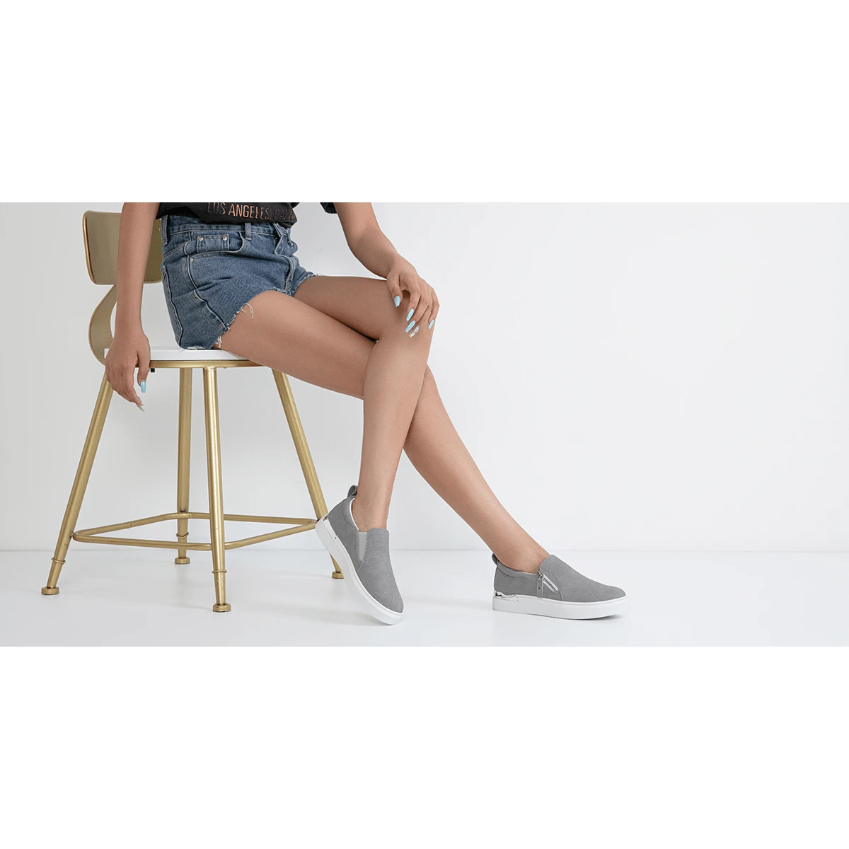 Women's 8010 Fashion Sneakers | Casual Slip On Sneakers | Arch Support Walking Shoes for Women - 灰色 - 查看 1