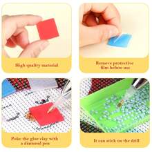 48件diy畫畫膠粘土套裝,鑽石畫筆膠水,彩色鑽石畫蠟與收納盒適用於5d鑽石畫刺繡配件(0.78in X 0.78in) - 彩色 - 查看 4