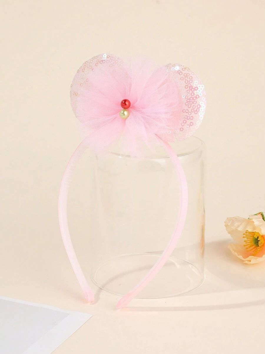 Diadema Rosa Con Lazo Y Perla - Rosa - Ver 1