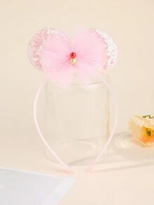 Diadema Rosa Con Lazo Y Perla - Rosa - Ver 3