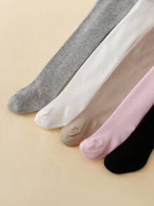 5pcs/Pack Girls' Solid Color Basic Leggings, Suitable For Layering And Outdoor Matching, All Season - Multicolor - View 2