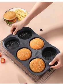 1 Miếng Silicone Hamburger Khuôn Khay nướng bánh , Nướng 2 - Xám - Xem 4