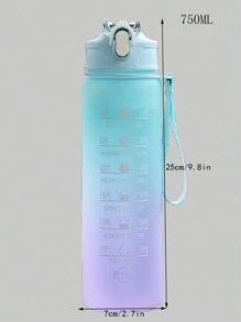 750ml Gradient Outdoor Frosted Sport Water Bottle, Random Color 1pc - Blue - View 2