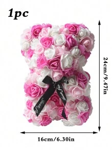 1 件人造玫瑰熊女士禮物花熊玫瑰泰迪熊可愛浪漫生日禮物母親節禮物(無禮盒)