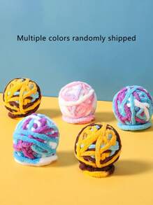 1pc Random Color Yarn Ball Cat Toy Contains Bell Ball For Self-entertainment - Multicolor - View 4